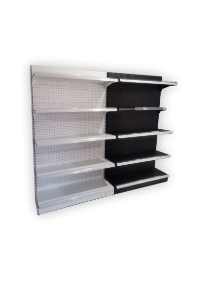 Estante tipo pirámide pared de exhibición 5 paños ajustables con espaldar sencillo de plafón para colgar ganchos