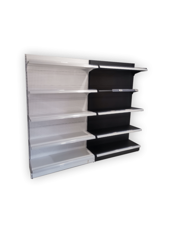 Estante tipo pirámide pared de exhibición 5 paños ajustables con espaldar sencillo de plafón para colgar ganchos