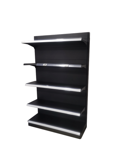 Estante tipo pirámide pared de exhibición 5 paños ajustables con espaldar de plafón para colgar ganchos