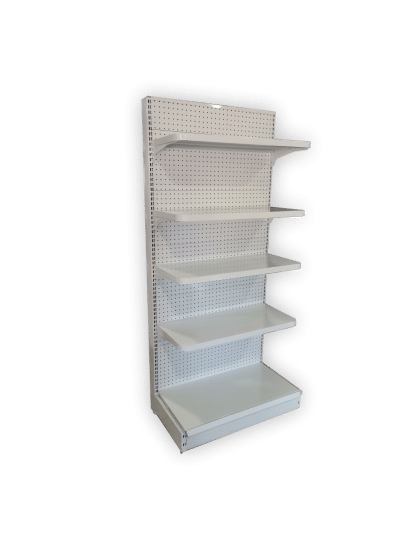 Estante tipo pirámide cabezal de exhibición 5 paños ajustables con espaldar sencillo para colgar ganchos